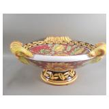 Majolica style footed ceramic centerpiece bowl
