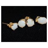 Four 14k gold & opal stud earrings