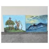 Pair of Helga Schweininger signed oil painting