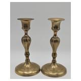 Pair of vintage turned brass candlesticks