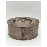 Vintage Indian brass chapati box with applied