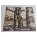 Signed Luigi Lucioni "Dominating Trees" etching