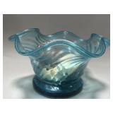 Vintage hand blown glass bowl with seashells