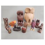 Group of carved wood figurines