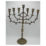 Vintage seven-light brass menorah candelabra