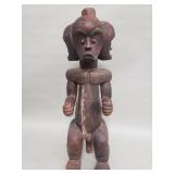 Vintage African carved wood and brass figurine