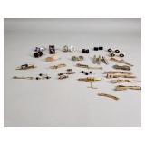 Vintage designer cufflinks, tie tacks, moey c