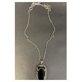 Vintage sterling silver marcasite and black onyx