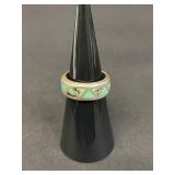 Vintage sterling silver and turquoise inlay band