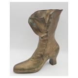 Vintage Victorian-style brass boot-form planter