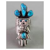 Vintage signed silver and turquoise Native