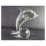 Hand blown studio art glass dolphin sculpture