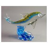 Art glass dolphin sculpture