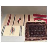 3 Native American blankets and one sample rug