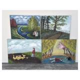 Lot of 4 Helga Schweininger signed oil painting