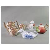 Three piece Japanese ceramic tea set, porcelain