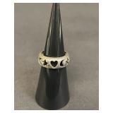 Sterling silver stars and hearts band ring