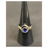 Vintage sterling silver ring with oval faceted