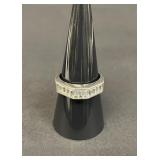 Vintage sterling silver ring with baguette-cut