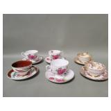 Group of English porcelain cups and saucers