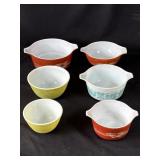 Lot of 6 vintage Pyrex glass bowls