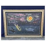 Framed Helga Schweininger signed oil painting