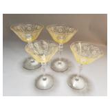 Vintage Fostoria Yellow Kasmir pattern champagne &