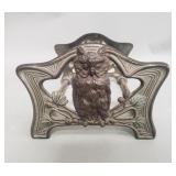Art Nouveau expandable sliding book rack with o