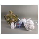 Group of porcelain and ceramic teapots
