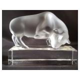 Lalique crystal bull paperweight