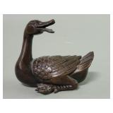 Vintage bronze duck figure