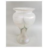 Signed Abelman iridescent art glass vase