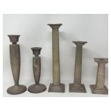 Group of five pottery barn candlestick holders