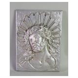 Vintage aluminum high relief head of Christ/