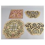 4 Chinese gold thread hand embroidered textiles