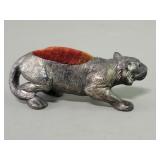 Silver plate panther pin cushion