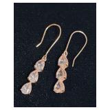 10k gold pink natural stone earrings