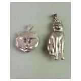 Sterling silver cat pendant and pendant locket