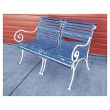 Mid-century strap iron garden bench