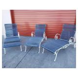 3 Mid-century strap iron chaise lounge