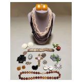 Group of vintage costume jewelry, earrings,