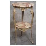 Vintage brass tiered end table with onyx and