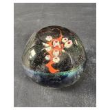 Signed Abelman art glass paperweight