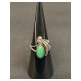 Vintage sterling silver and malachite ring