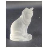 Vintage frosted glass cat in the style of Lalique