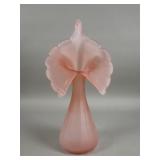 Vintage pink frosted glass vase