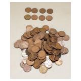 Collection of US Wheat Pennies, various years