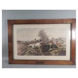 Antique hand colored etching "Full Cry"