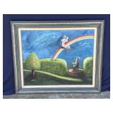 Framed Helga Schweininger signed oil painting
