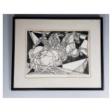 Signed Umberto Romano lithograph "Roman Warriors"